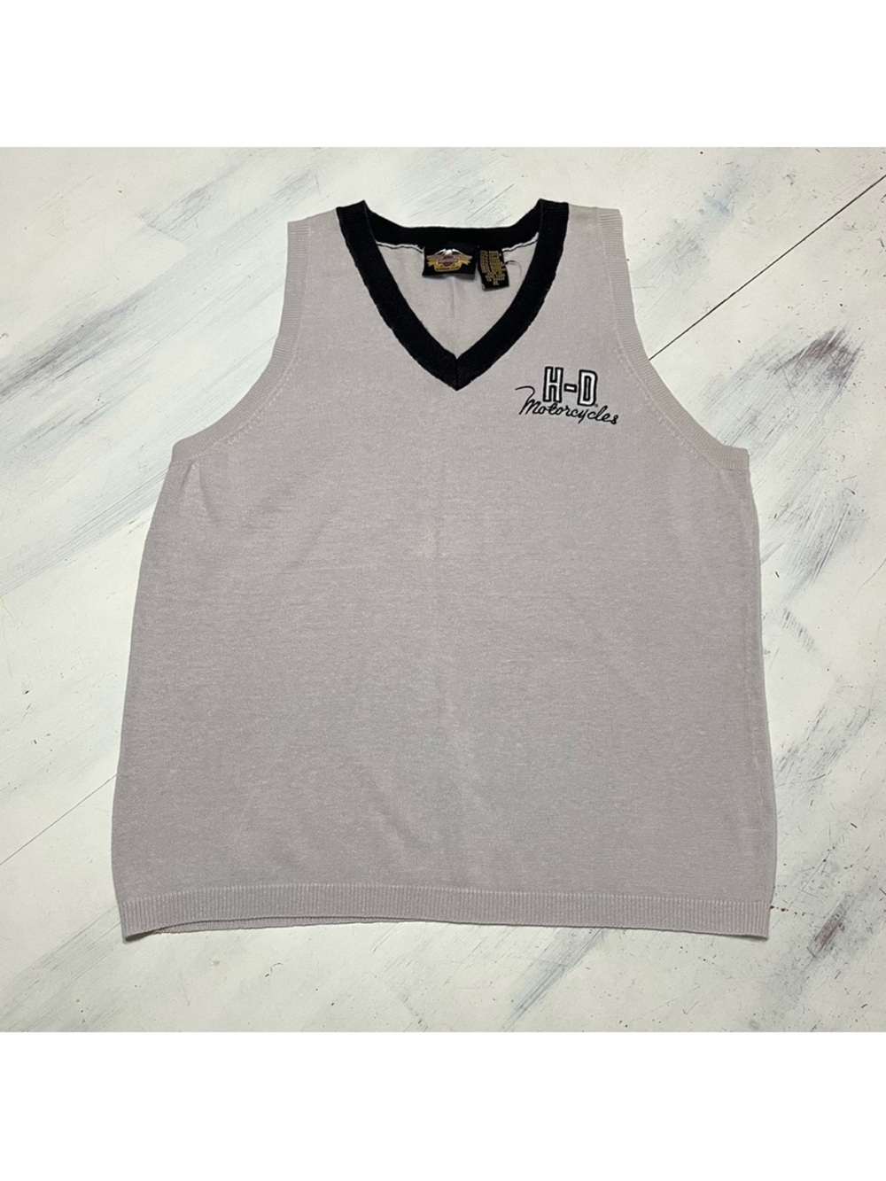 Harley Davidson V-Neck Pullover Knit Sweater Vest Sz XL Skater Preppy Biker 90’s